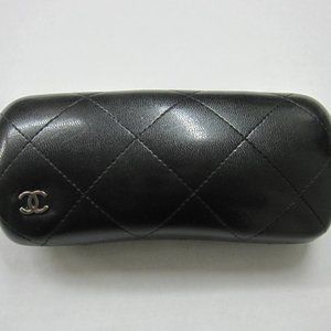 CHANEL Eyeglass Sunglass Case Leather Quilted